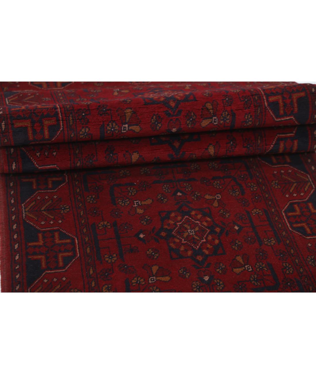 Hand Knotted Afghan Khal Muhammadi Wool Rug - 2'6'' x 15'11'' 2' 6" X 15' 11" (76 X 485) / Red / Black