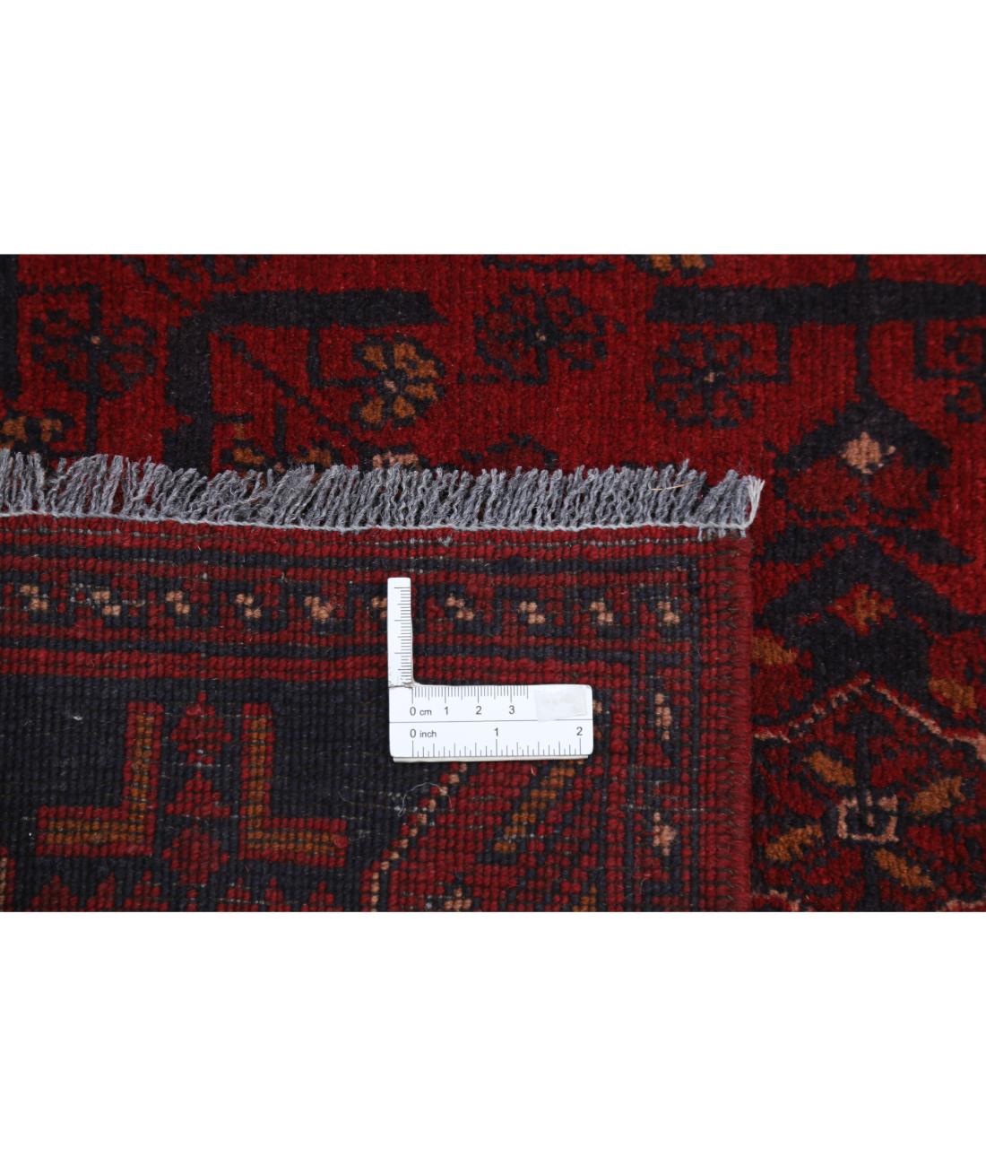 Hand Knotted Afghan Khal Muhammadi Wool Rug - 2'6'' x 15'11'' 2' 6" X 15' 11" (76 X 485) / Red / Black
