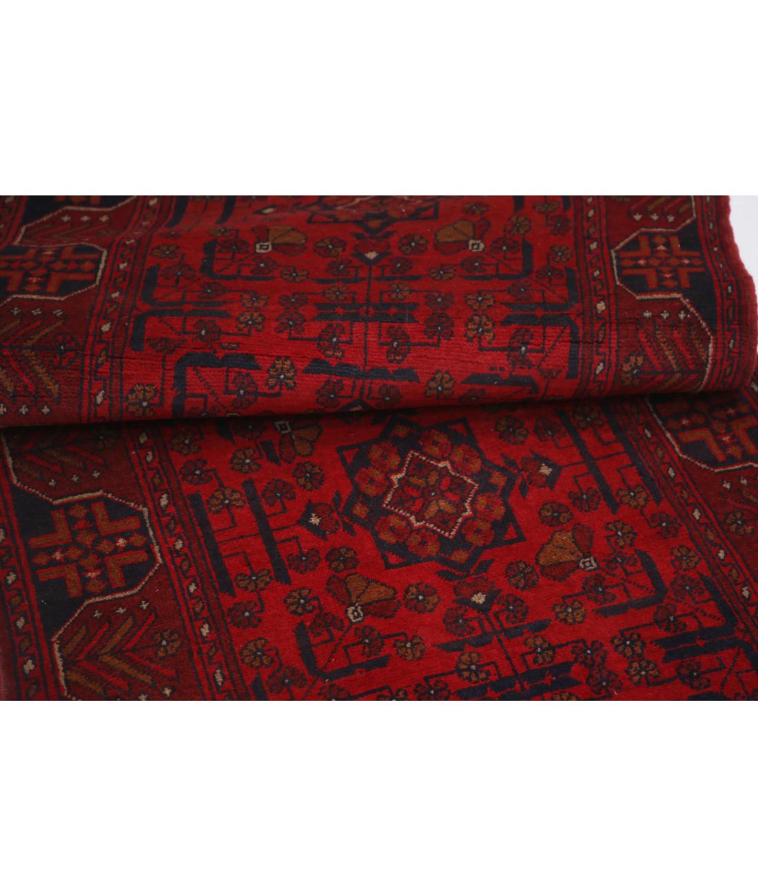 Hand Knotted Afghan Khal Muhammadi Wool Rug - 2'7'' x 15'11'' 2' 7" X 15' 11" (79 X 485) / Red / Black