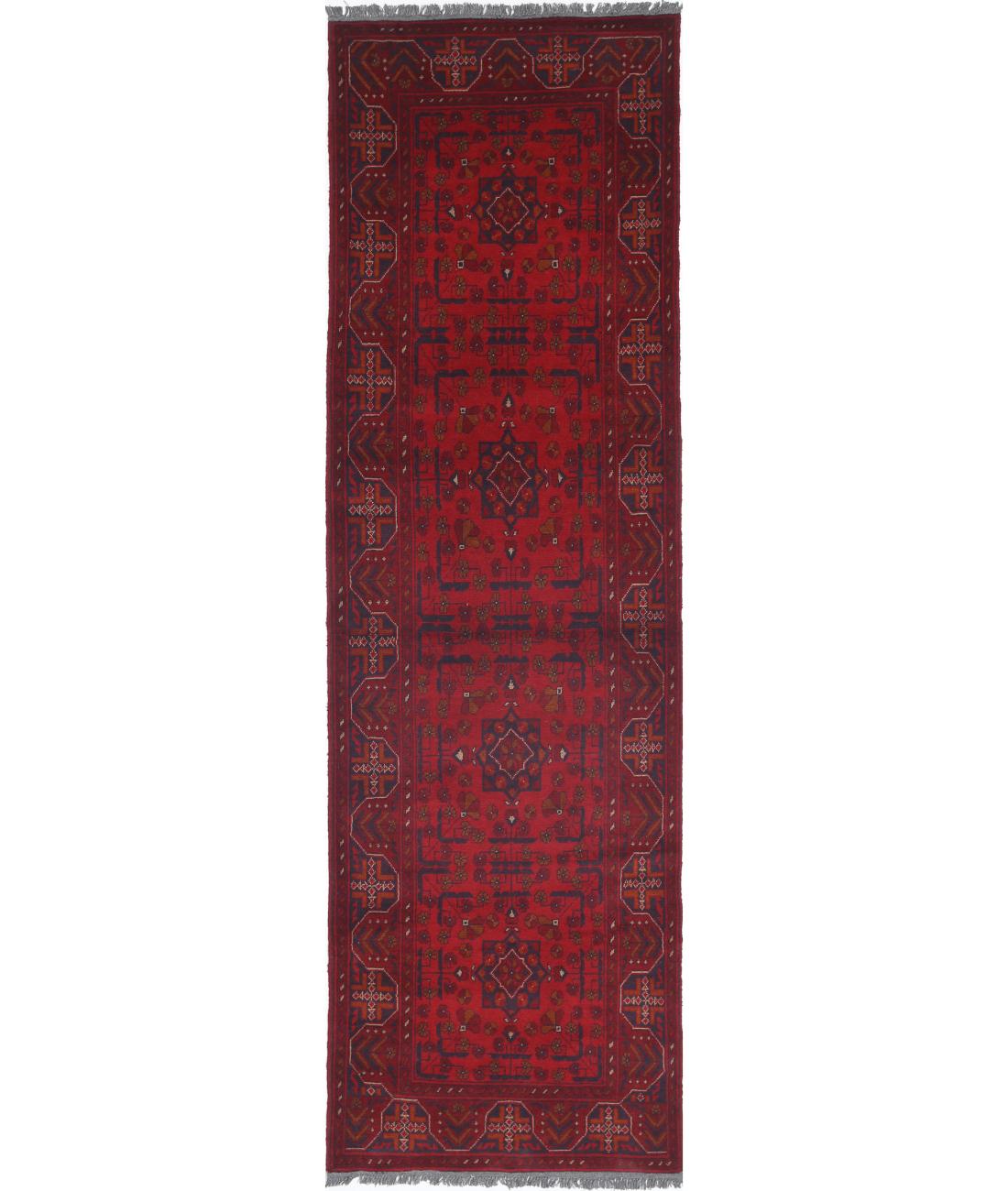 Hand Knotted Afghan Khal Muhammadi Wool Rug - 2'8'' x 9'7''