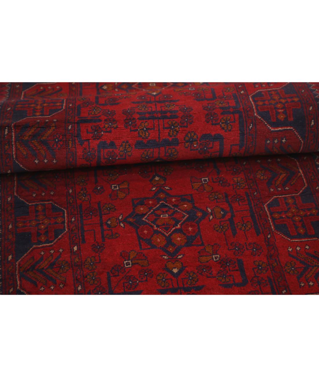 Hand Knotted Afghan Khal Muhammadi Wool Rug - 2'7'' x 9'7'' 2' 7" X 9' 7" (79 X 292) / Red / Blue