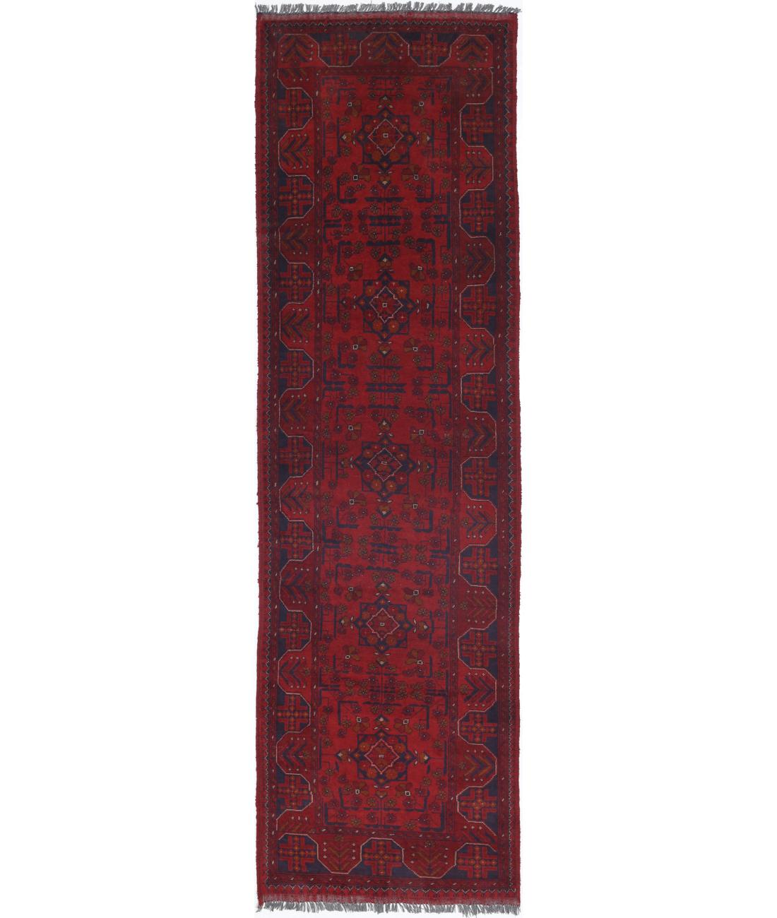 Hand Knotted Afghan Khal Muhammadi Wool Rug - 2&#39;7&#39;&#39; x 9&#39;7&#39;&#39; 2&#39; 7&quot; X 9&#39; 7&quot; (79 X 292) / Red / Blue