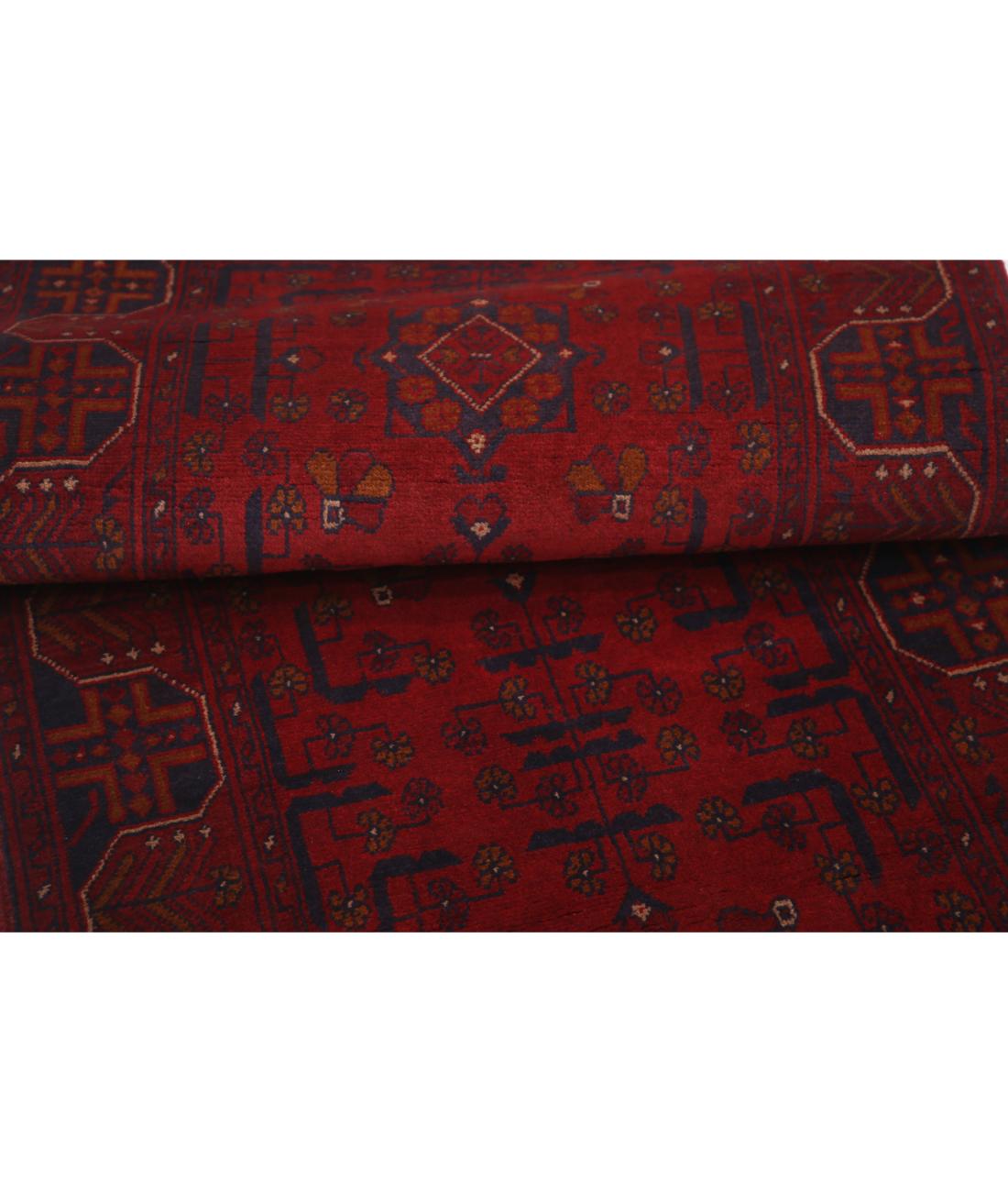 Hand Knotted Afghan Khal Muhammadi Wool Rug - 2'7'' x 9'3'' 2' 7" X 9' 3" (79 X 282) / Red / Blue