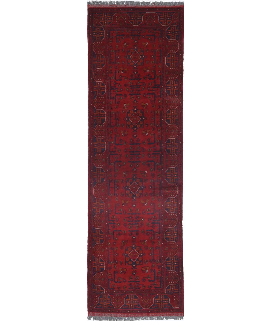 Hand Knotted Afghan Khal Muhammadi Wool Rug - 2'7'' x 9'3''