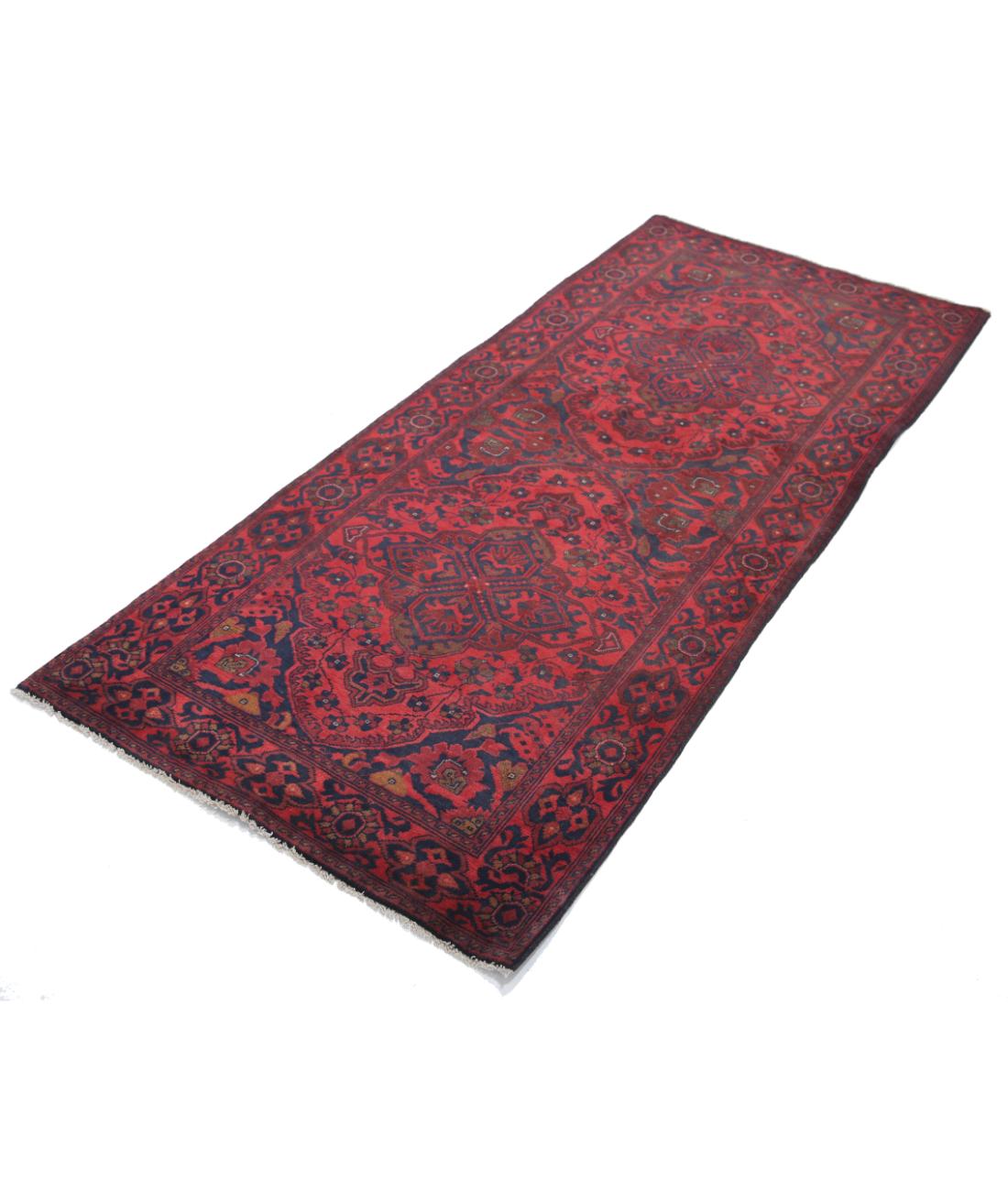 Hand Knotted Afghan Khal Muhammadi Wool Rug - 2'10'' x 6'7'' 2' 10" X 6' 7" (86 X 201) / Red / Blue