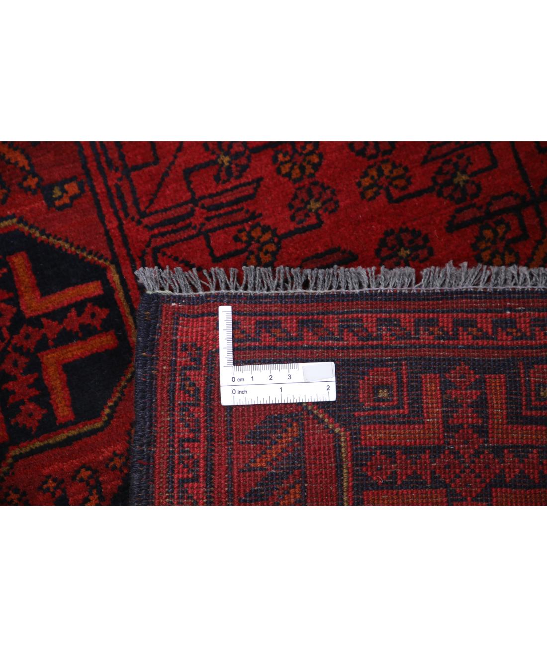 Hand Knotted Afghan Khal Muhammadi Wool Rug - 2'9'' x 9'4'' 2' 9" X 9' 4" (84 X 284) / Red / Blue