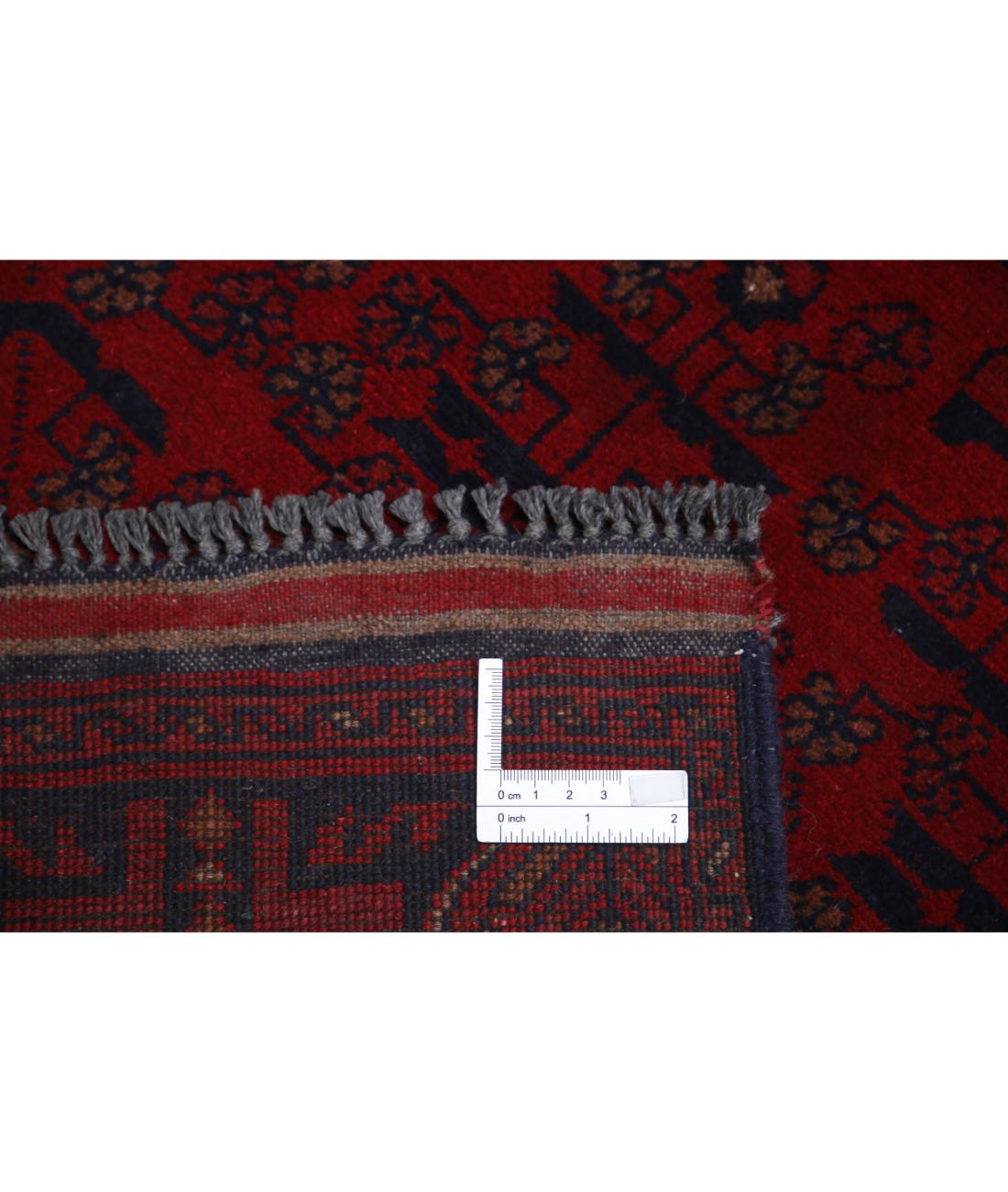 Hand Knotted Afghan Khal Muhammadi Wool Rug - 2'7'' x 9'5'' 2' 7" X 9' 5" (79 X 287) / Red / Blue