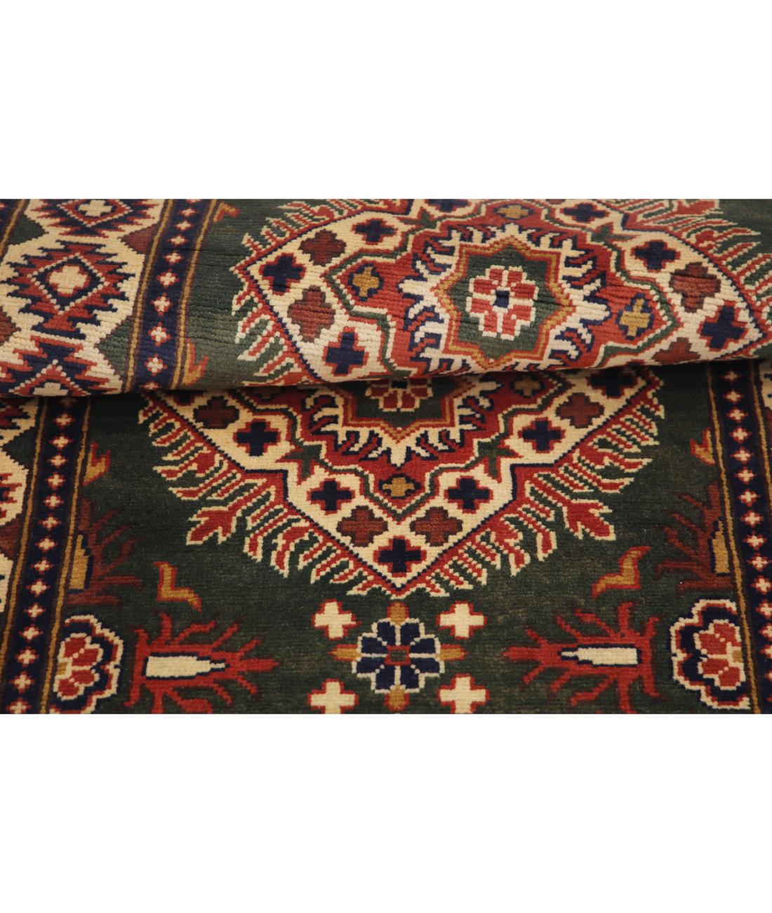 Hand Knotted Afghan Khal Muhammadi Wool Rug - 2'11'' x 10'2'' 2' 11" X 10' 2" (89 X 310) / Green / Ivory