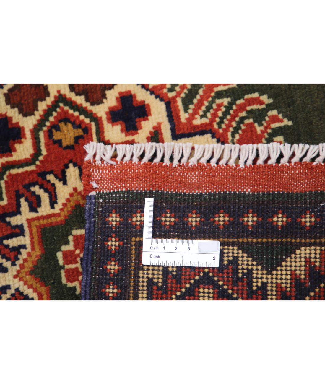 Hand Knotted Afghan Khal Muhammadi Wool Rug - 2'11'' x 10'2'' 2' 11" X 10' 2" (89 X 310) / Green / Ivory