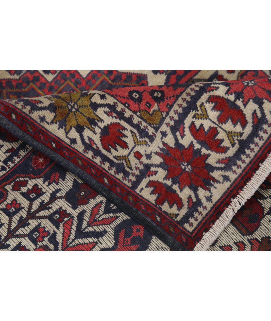 Hand Knotted Afghan Khal Muhammadi Wool Rug - 2'8'' x 3'10'' 2' 8" X 3' 10" (81 X 117) / Ivory / Blue