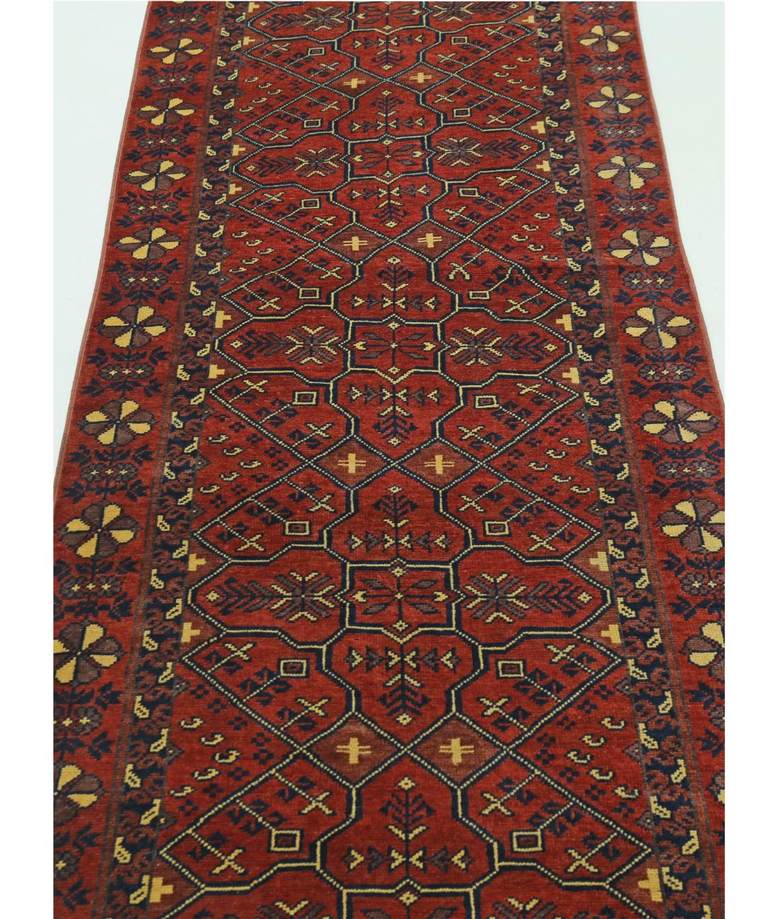 Hand Knotted Afghan Khal Muhammadi Wool Rug - 2'7'' x 47'7'' 2' 7" X 47' 7" (79 X 1450) / Rust / Blue