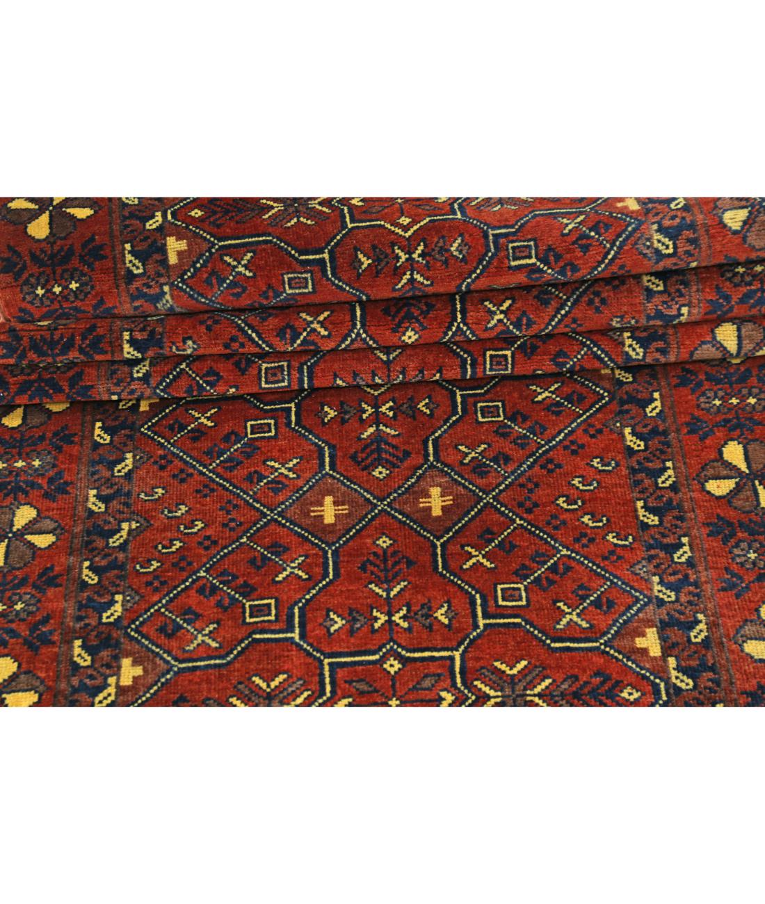 Hand Knotted Afghan Khal Muhammadi Wool Rug - 2'7'' x 47'7'' 2' 7" X 47' 7" (79 X 1450) / Rust / Blue