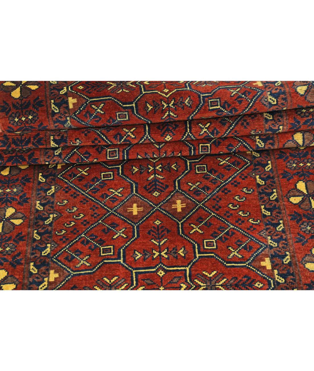 Hand Knotted Afghan Khal Muhammadi Wool Rug - 2'7'' x 47'7'' 2' 7" X 47' 7" (79 X 1450) / Rust / Blue