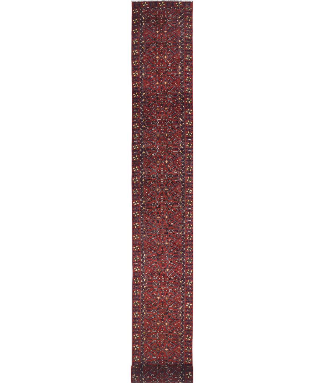 Hand Knotted Afghan Khal Muhammadi Wool Rug - 2'7'' x 47'7''