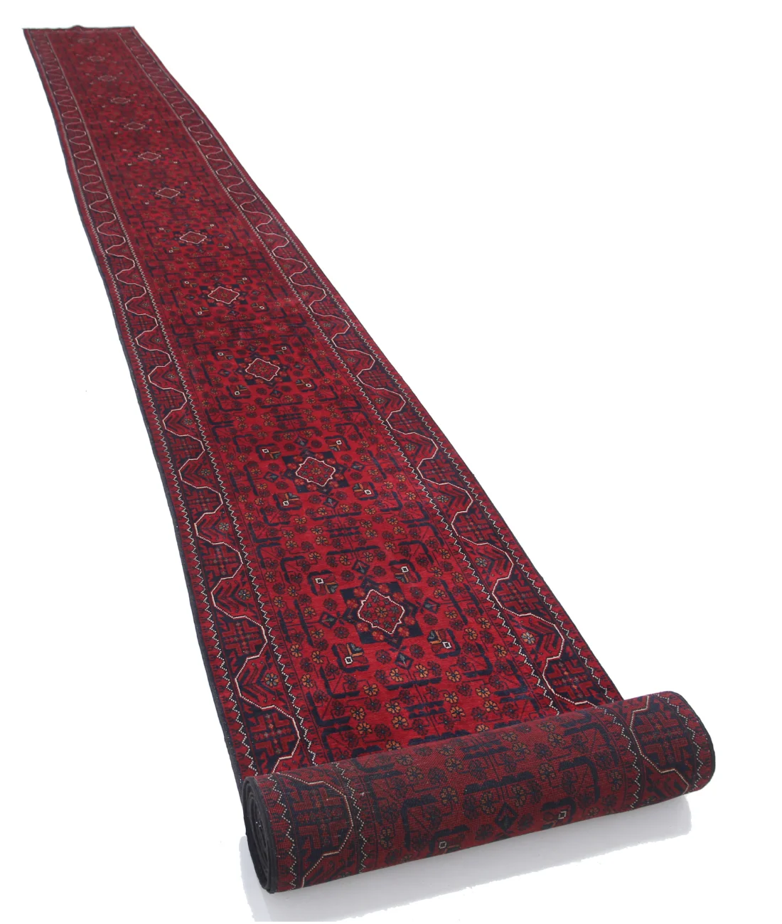 Hand Knotted Afghan Khamyab Wool Rug - 2'6'' x 31'0''