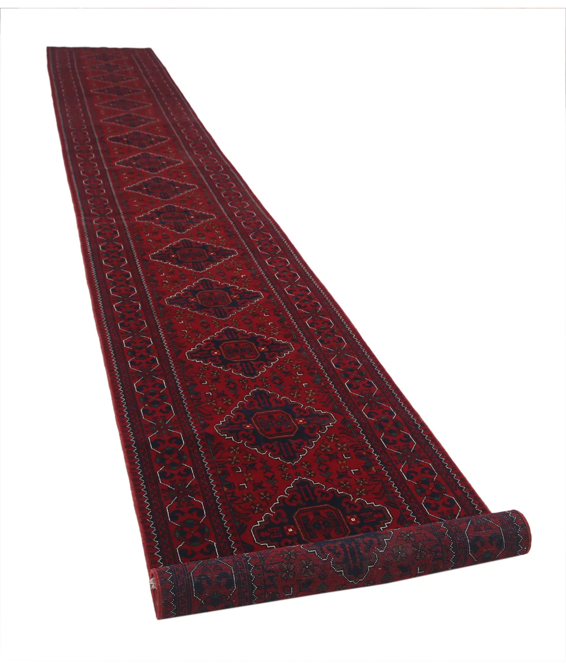 Hand Knotted Afghan Khamyab Wool Rug - 2'8'' x 24'9''