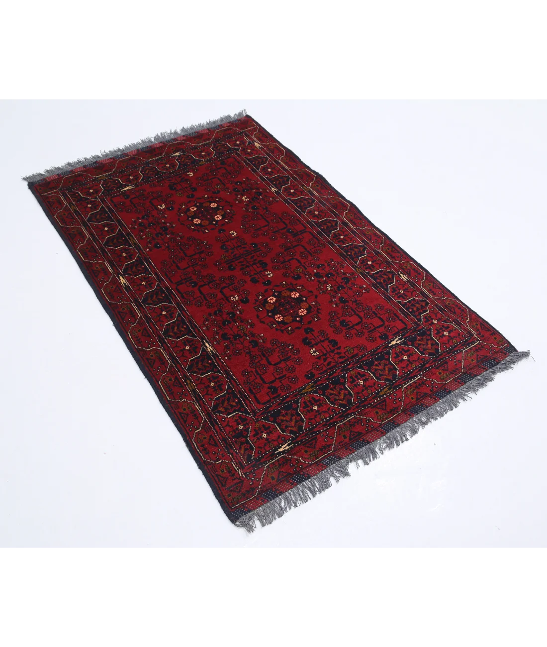 Hand Knotted Afghan Khamyab Wool Rug - 3'0'' x 4'10''