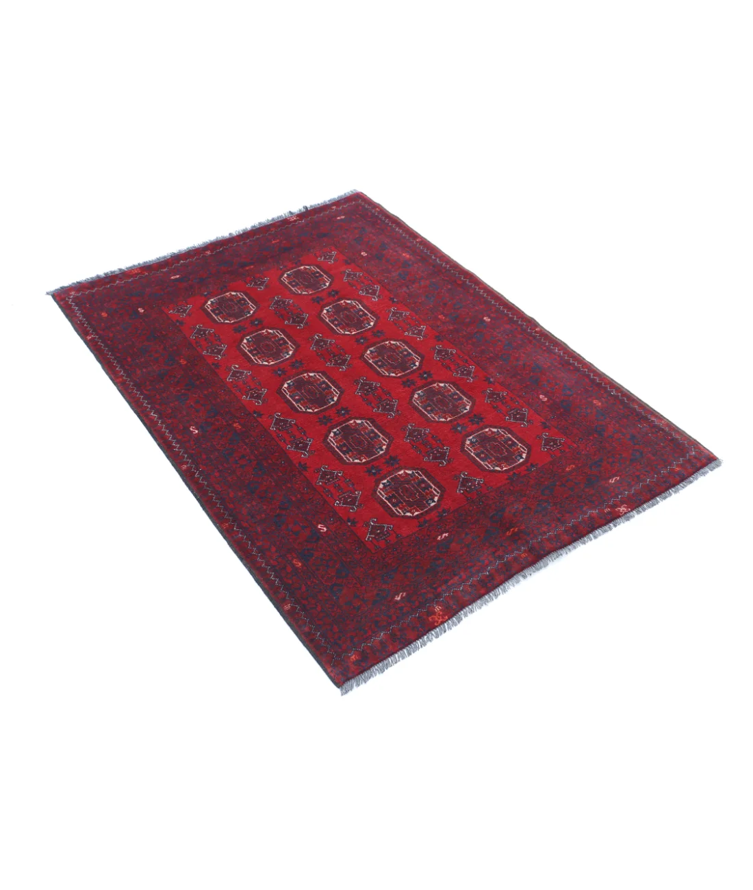 Alfombra de lana Khamyab afgana anudada a mano - 3'0'' x 4'2''