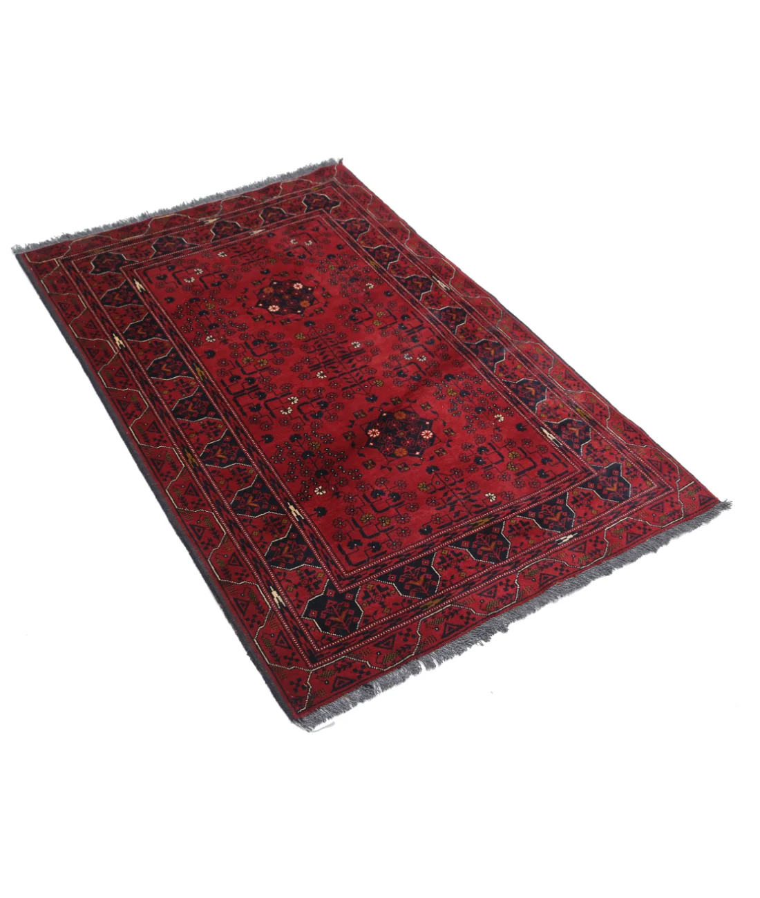 Hand Knotted Afghan Khamyab Wool Rug - 3'0'' x 4'8''