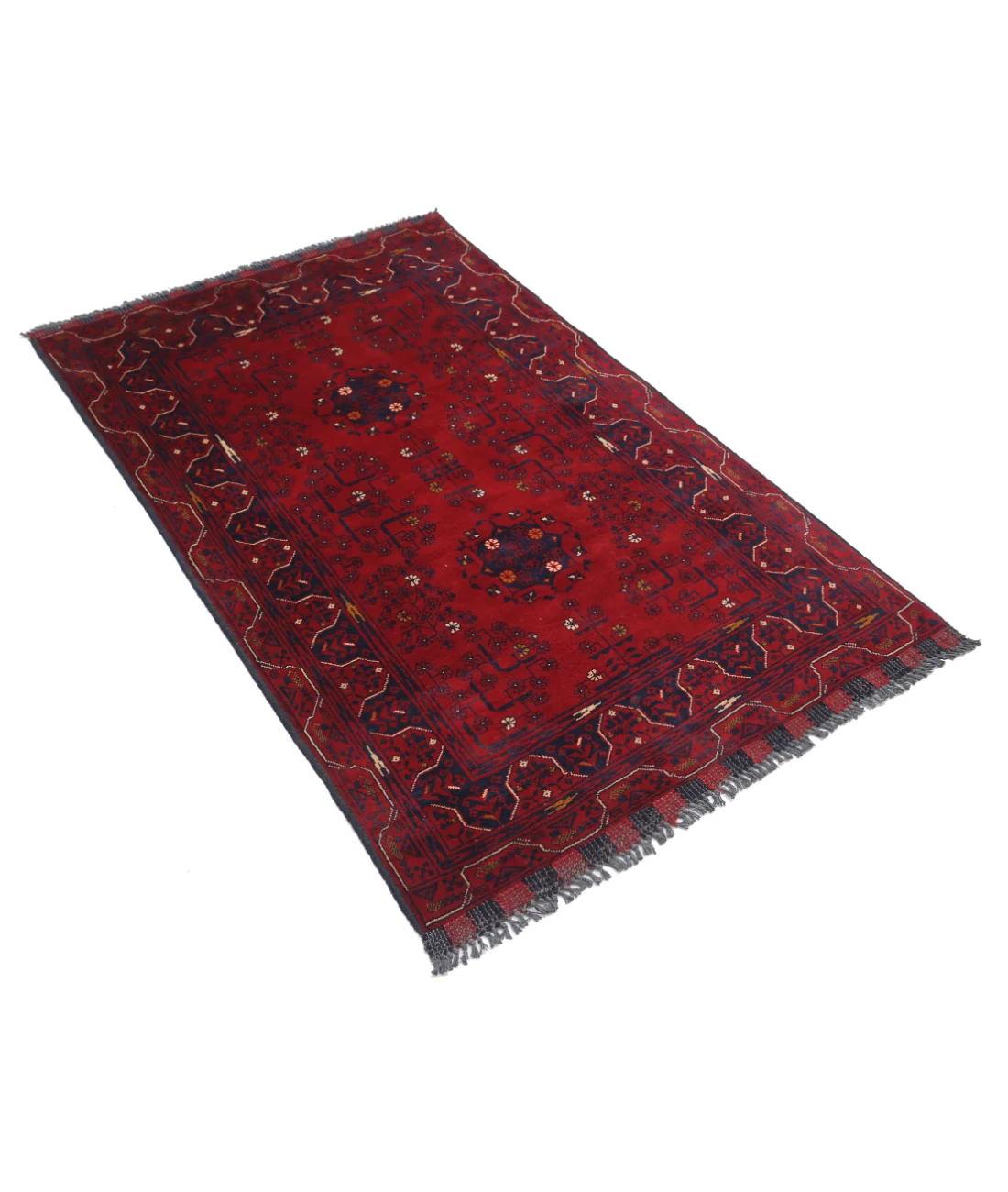 Hand Knotted Afghan Khamyab Wool Rug - 3'1'' x 4'10''