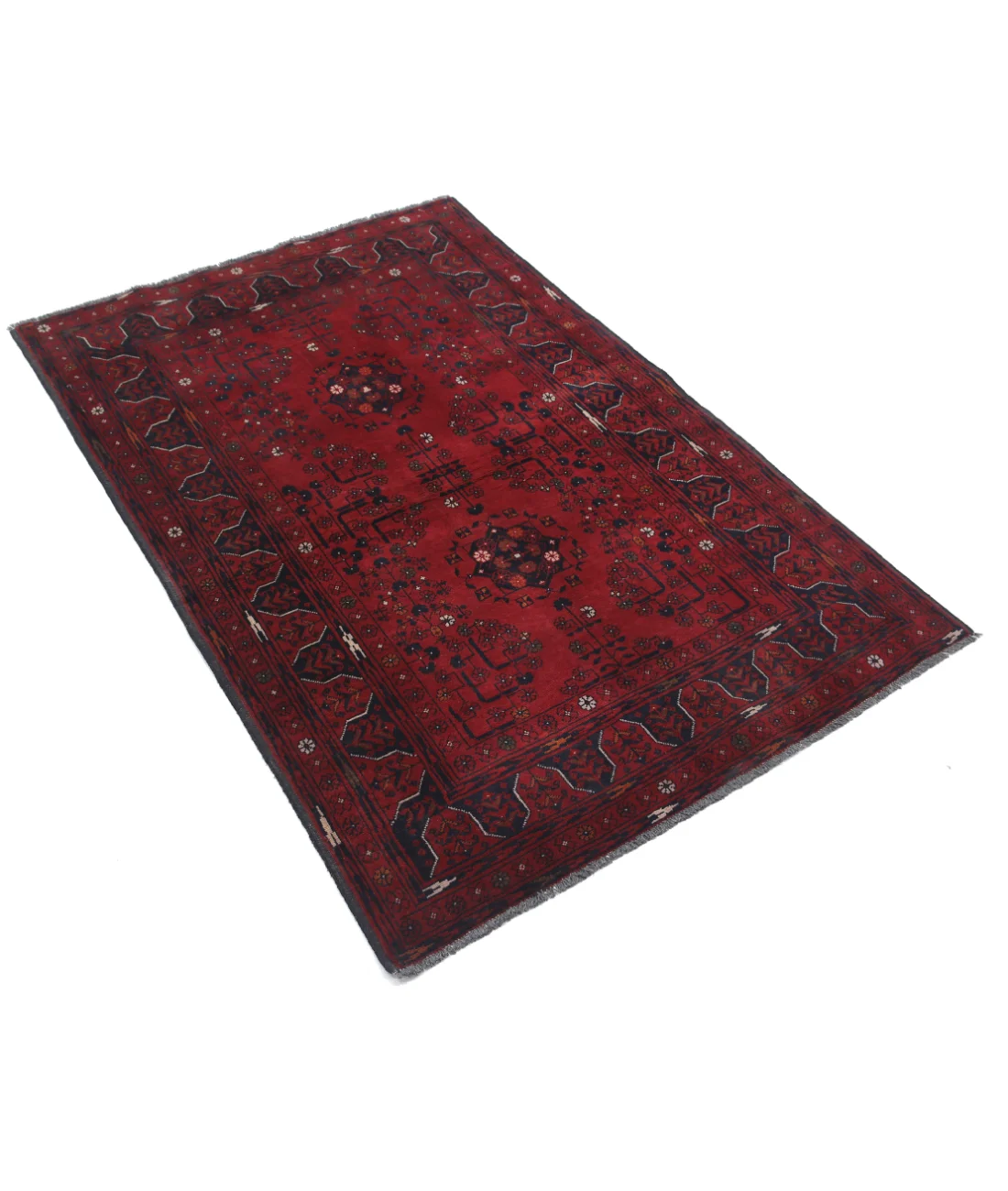 Hand Knotted Afghan Khamyab Wool Rug - 3'2'' x 4'10''