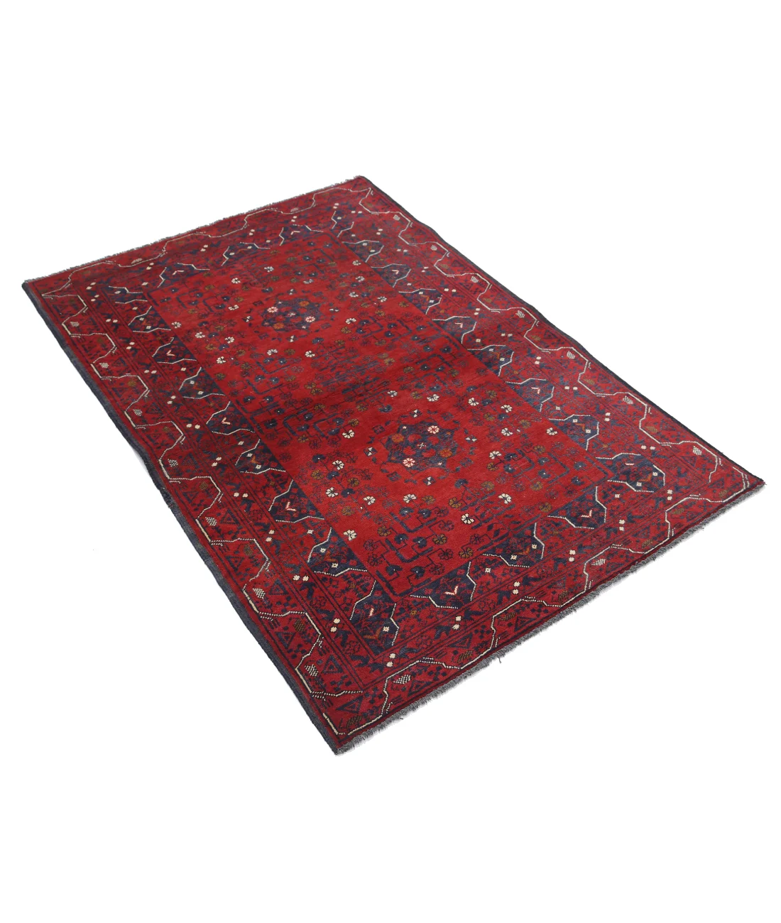 Alfombra de lana Khamyab afgana anudada a mano - 3'2'' x 4'9''