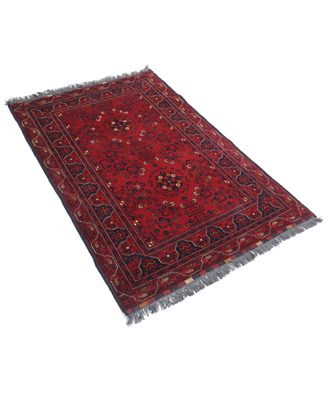 Hand Knotted Afghan Khamyab Wool Rug - 3'2'' x 5'0''