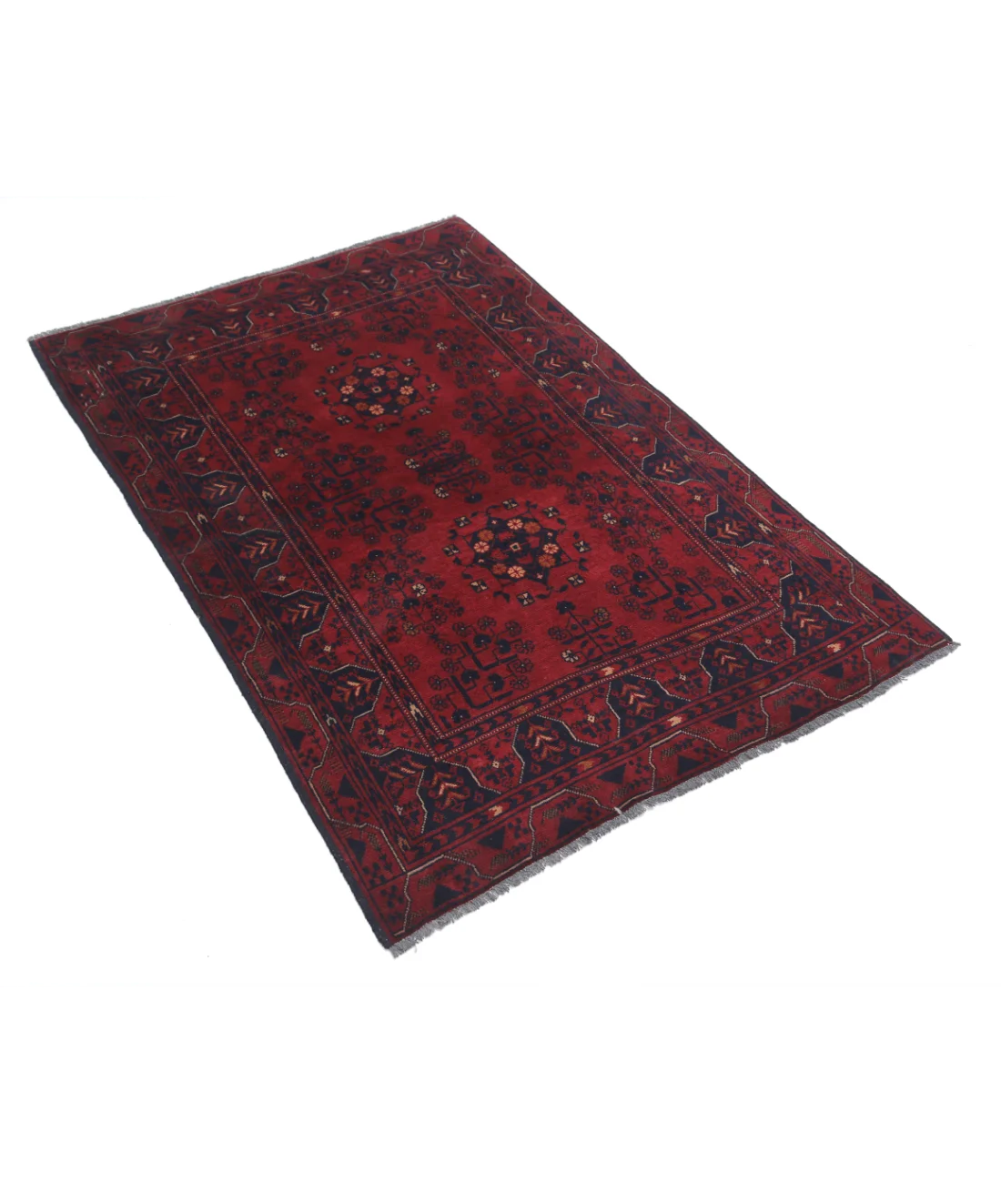 Hand Knotted Afghan Khamyab Wool Rug - 3'3'' x 4'7''