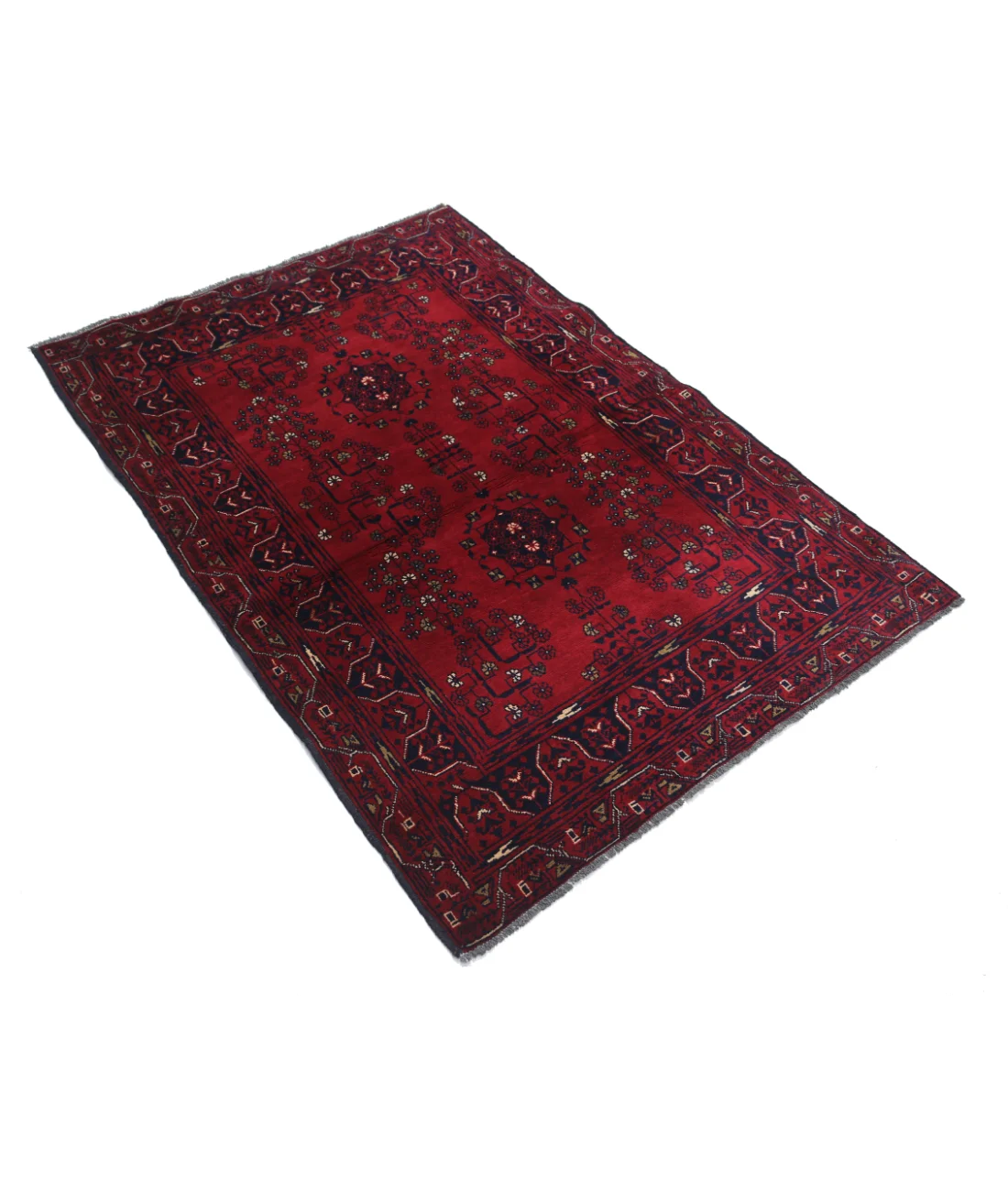 Hand Knotted Afghan Khamyab Wool Rug - 3'3'' x 4'8''