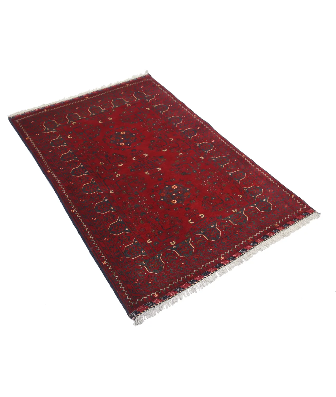 Hand Knotted Afghan Khamyab Wool Rug - 3'3'' x 4'8''