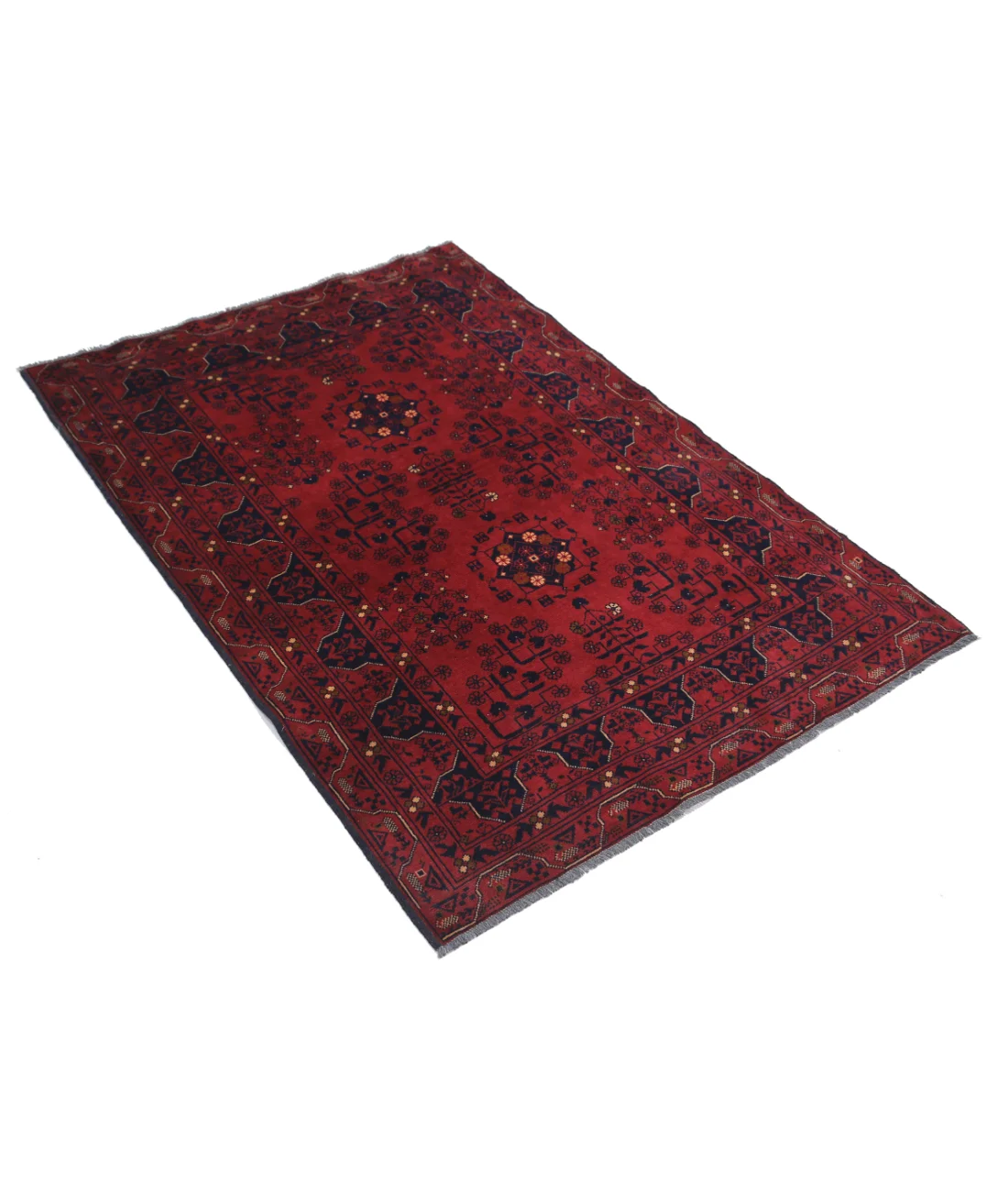Hand Knotted Afghan Khamyab Wool Rug - 3'3'' x 4'9''