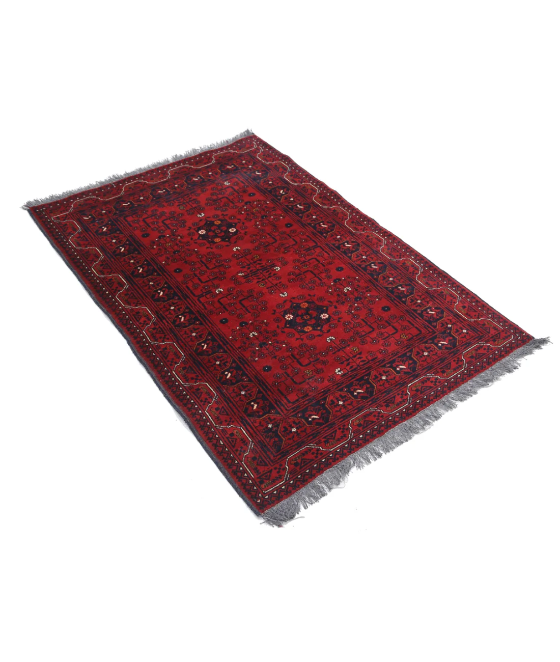 Hand Knotted Afghan Khamyab Wool Rug - 3'3'' x 4'9''