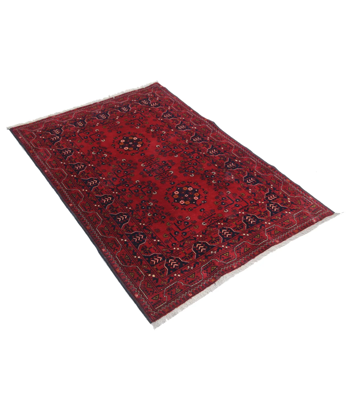 Hand Knotted Afghan Khamyab Wool Rug - 3'3'' x 4'9''