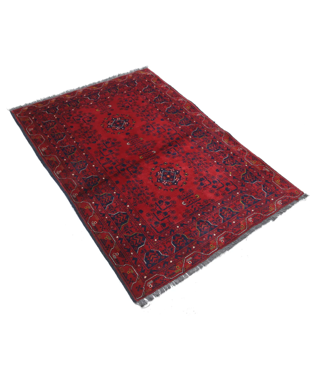 Hand Knotted Afghan Khamyab Wool Rug - 3'3'' x 4'9''