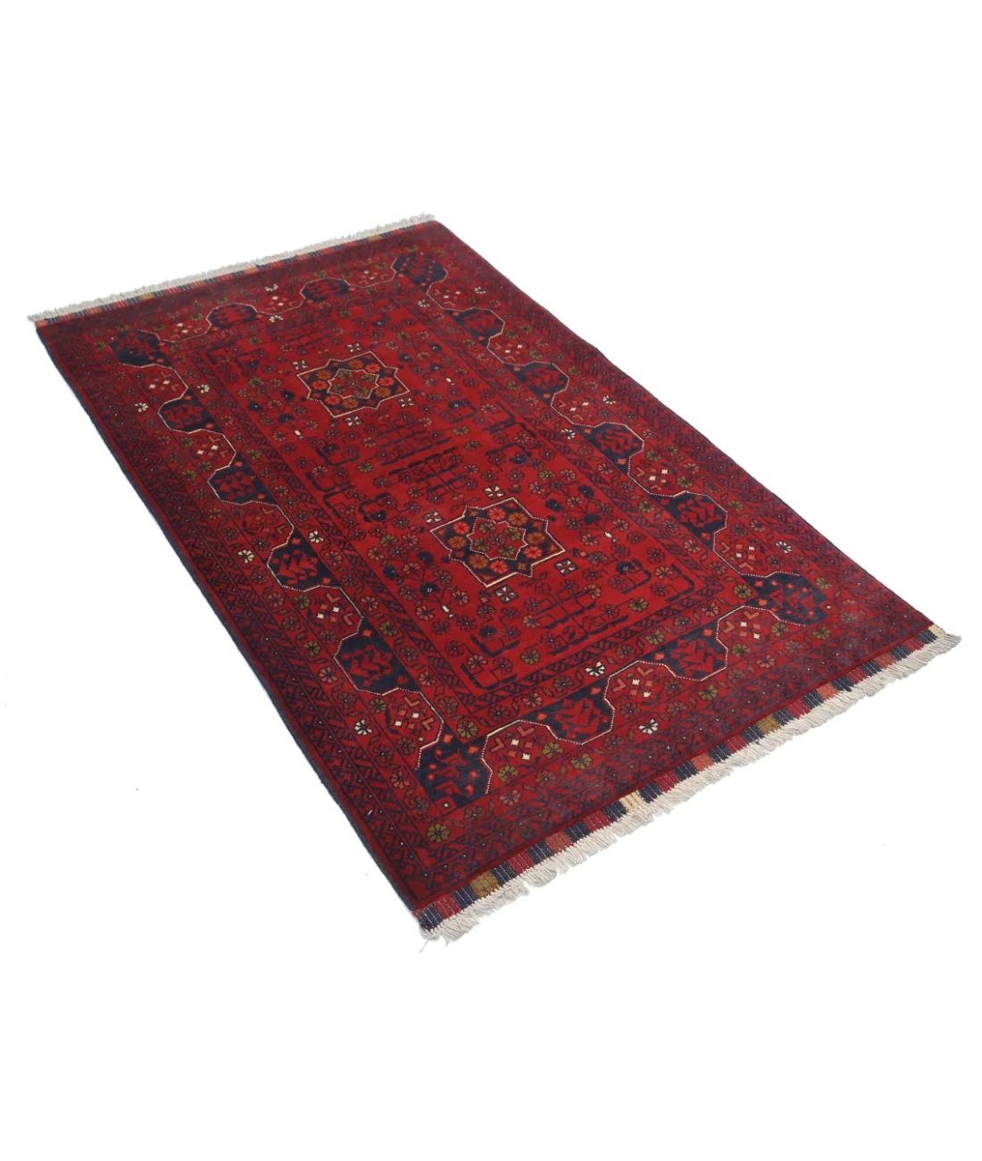 Alfombra de lana Khamyab afgana anudada a mano - 3'3'' x 5'0''