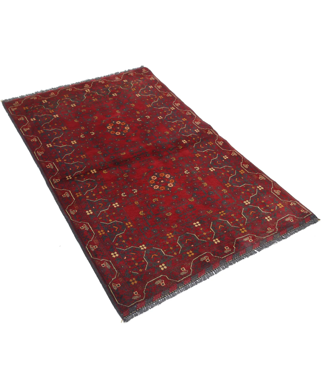 Alfombra de lana Khamyab afgana anudada a mano - 3'3'' x 5'0''