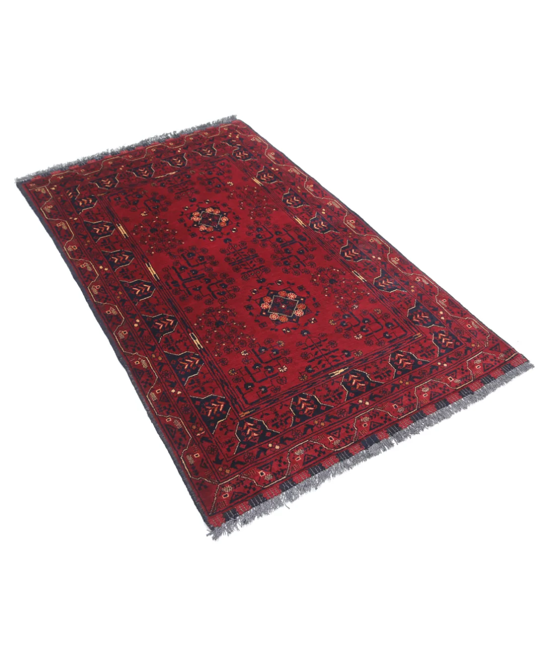 Alfombra de lana Khamyab afgana anudada a mano - 3'3'' x 5'0''