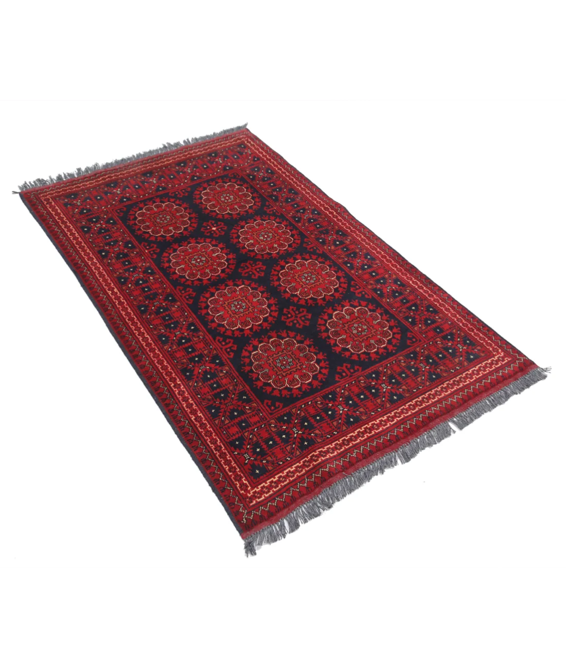 Alfombra de lana Khamyab afgana anudada a mano - 3'3'' x 5'1''