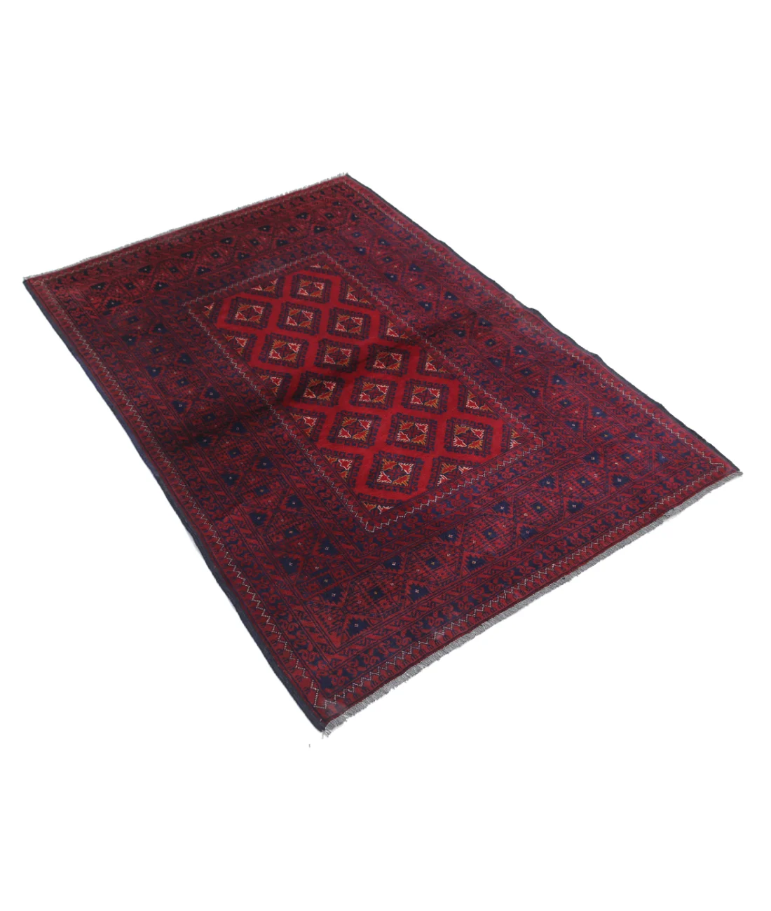 Alfombra de lana Khamyab afgana anudada a mano - 3'4'' x 4'10''