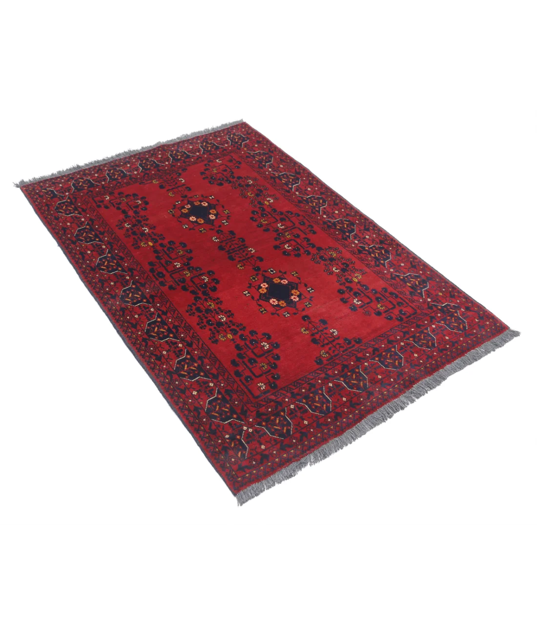 Alfombra de lana Khamyab afgana anudada a mano - 3'4'' x 4'10''