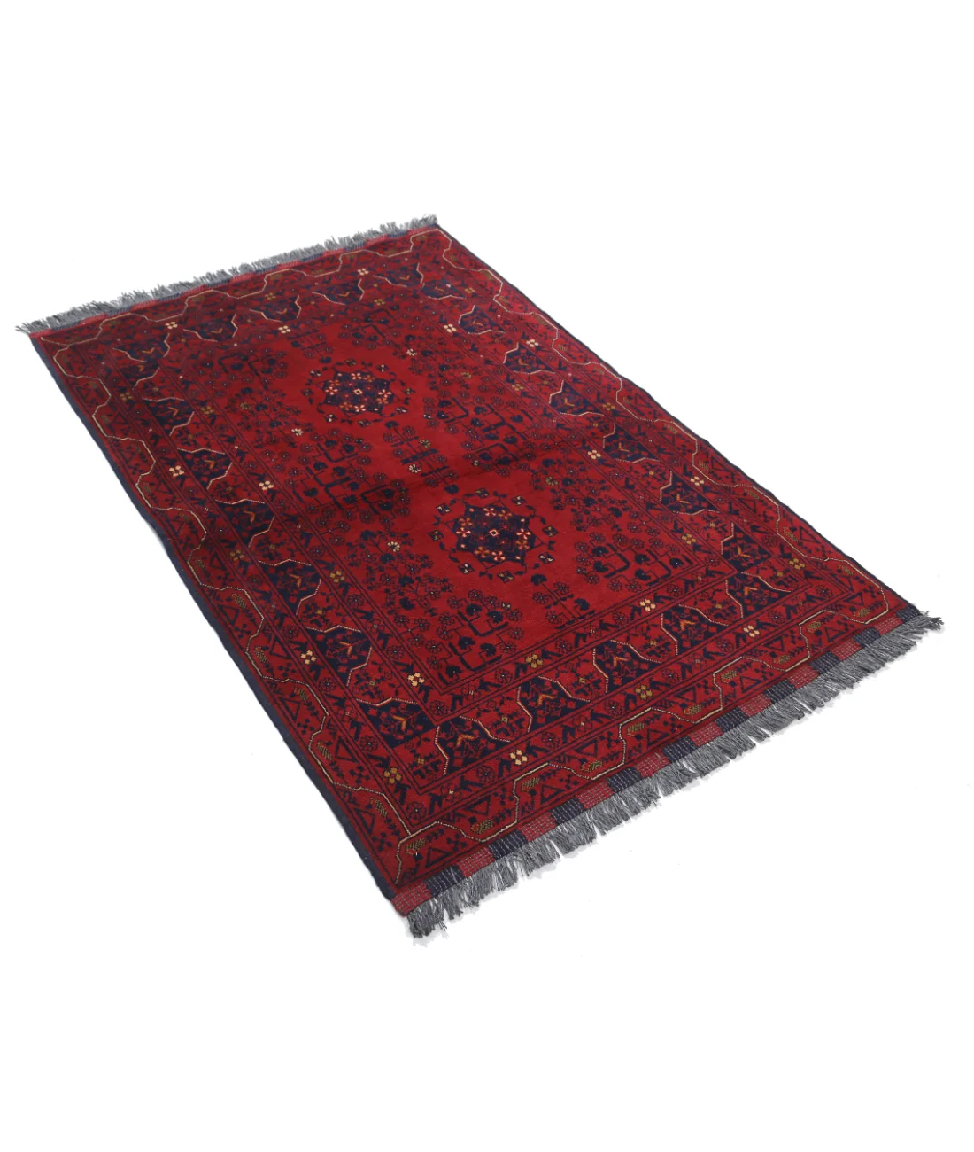 Alfombra de lana Khamyab afgana anudada a mano - 3'4'' x 4'11''