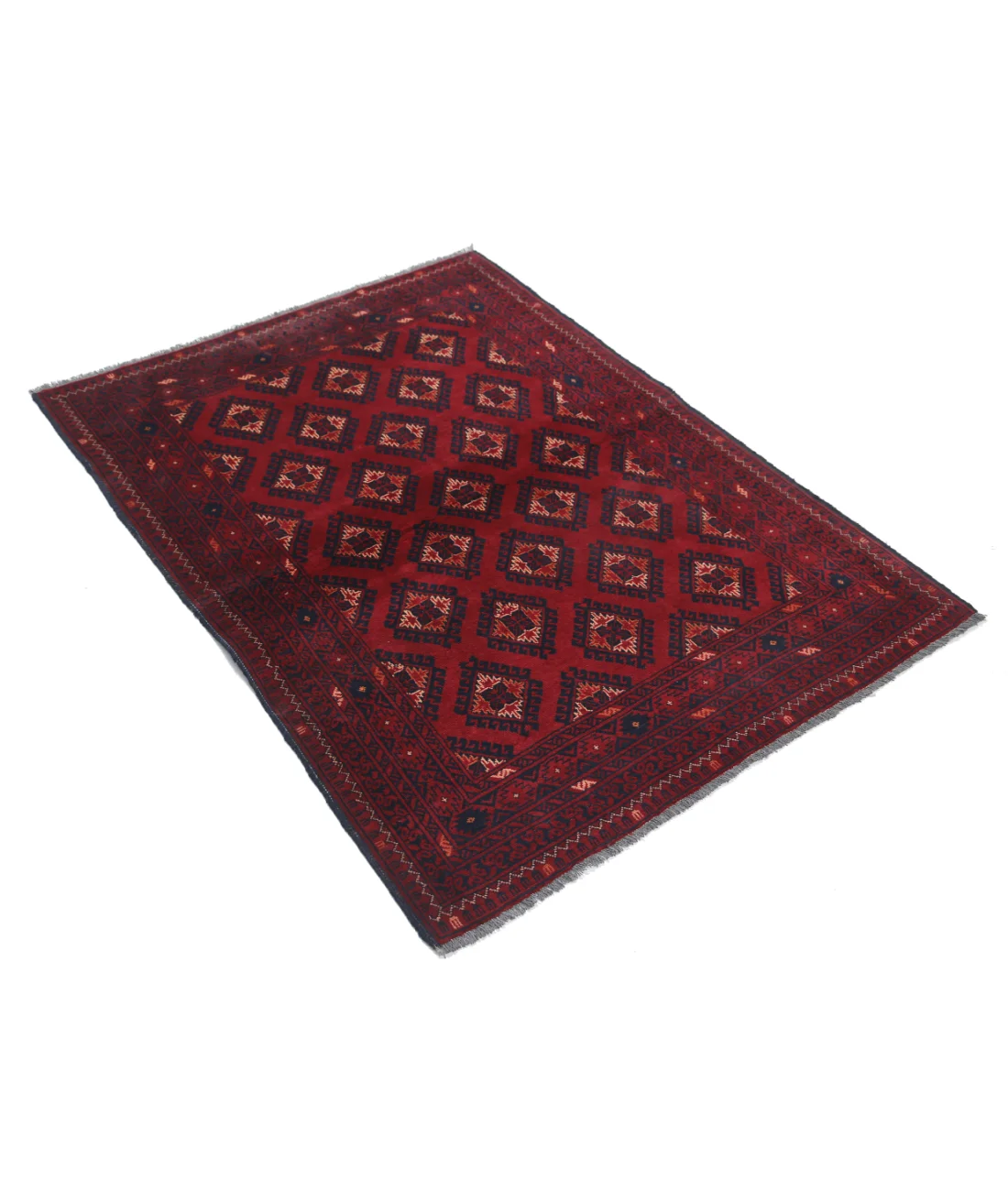 Hand Knotted Afghan Khamyab Wool Rug - 3'4'' x 4'7''