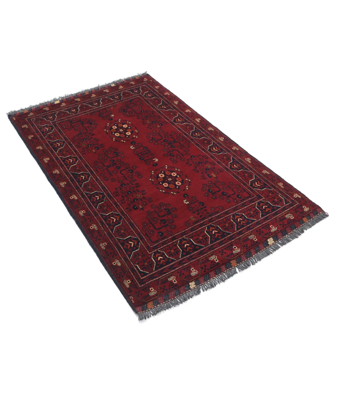 Alfombra de lana Khamyab afgana anudada a mano - 3'4'' x 5'0''