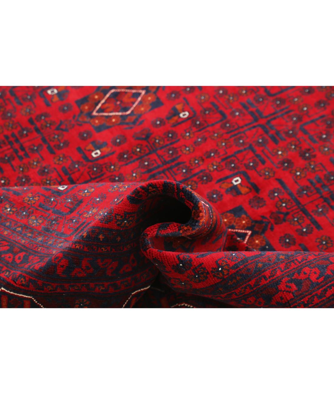 Hand Knotted Afghan Khamyab Wool Rug - 6'6'' x 9'8'' 6' 6" X 9' 8" (198 X 295) / Red / Blue