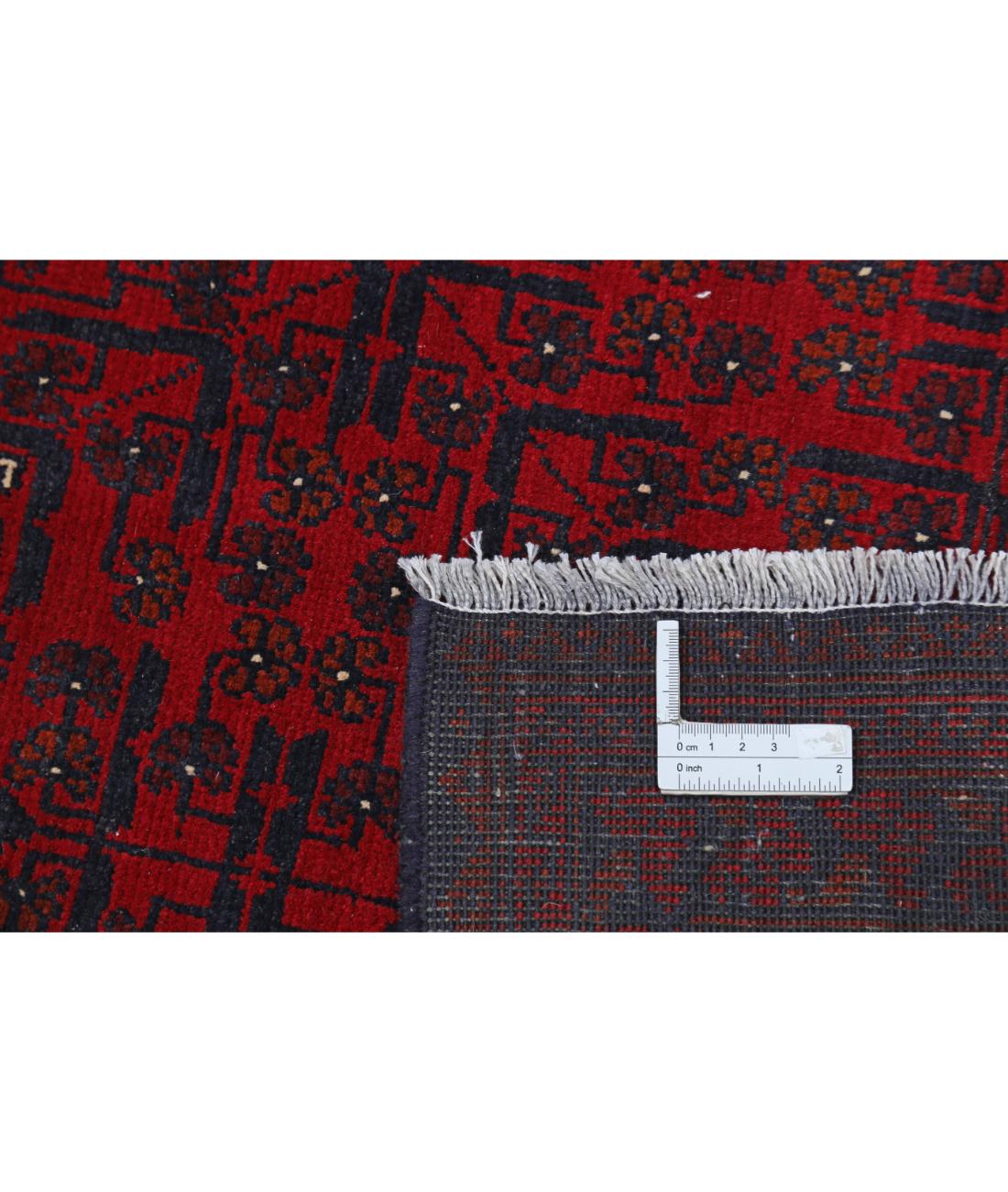 Hand Knotted Afghan Khamyab Wool Rug - 6'6'' x 9'8'' 6' 6" X 9' 8" (198 X 295) / Red / Blue