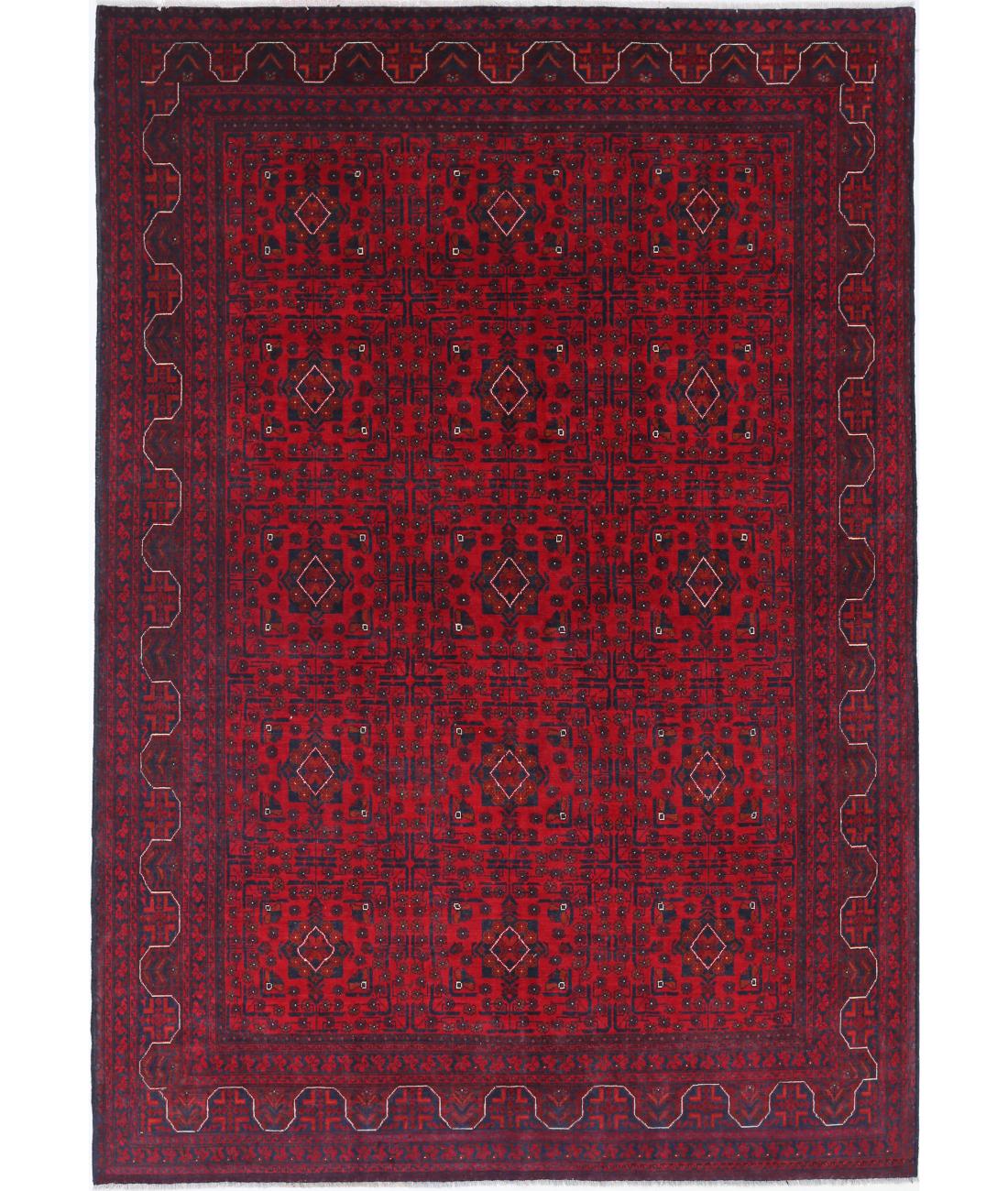 Hand Knotted Afghan Khamyab Wool Rug - 6'6'' x 9'8''