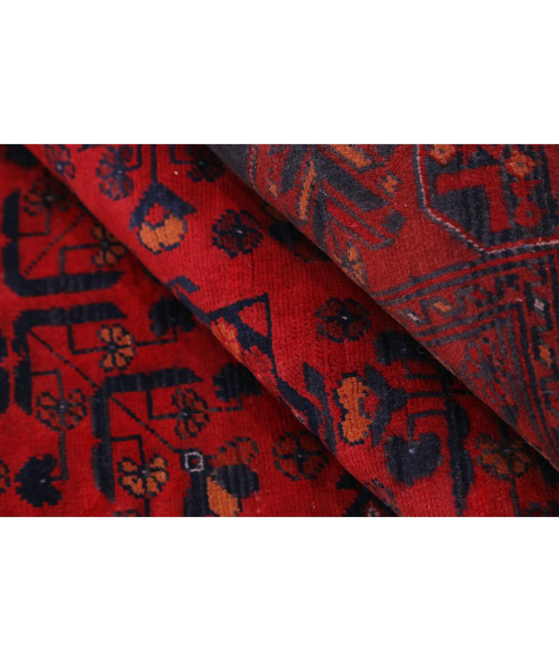 Hand Knotted Afghan Khamyab Wool Rug - 4'9'' x 5'11'' 4' 9" X 5' 11" (145 X 180) / Red / Blue