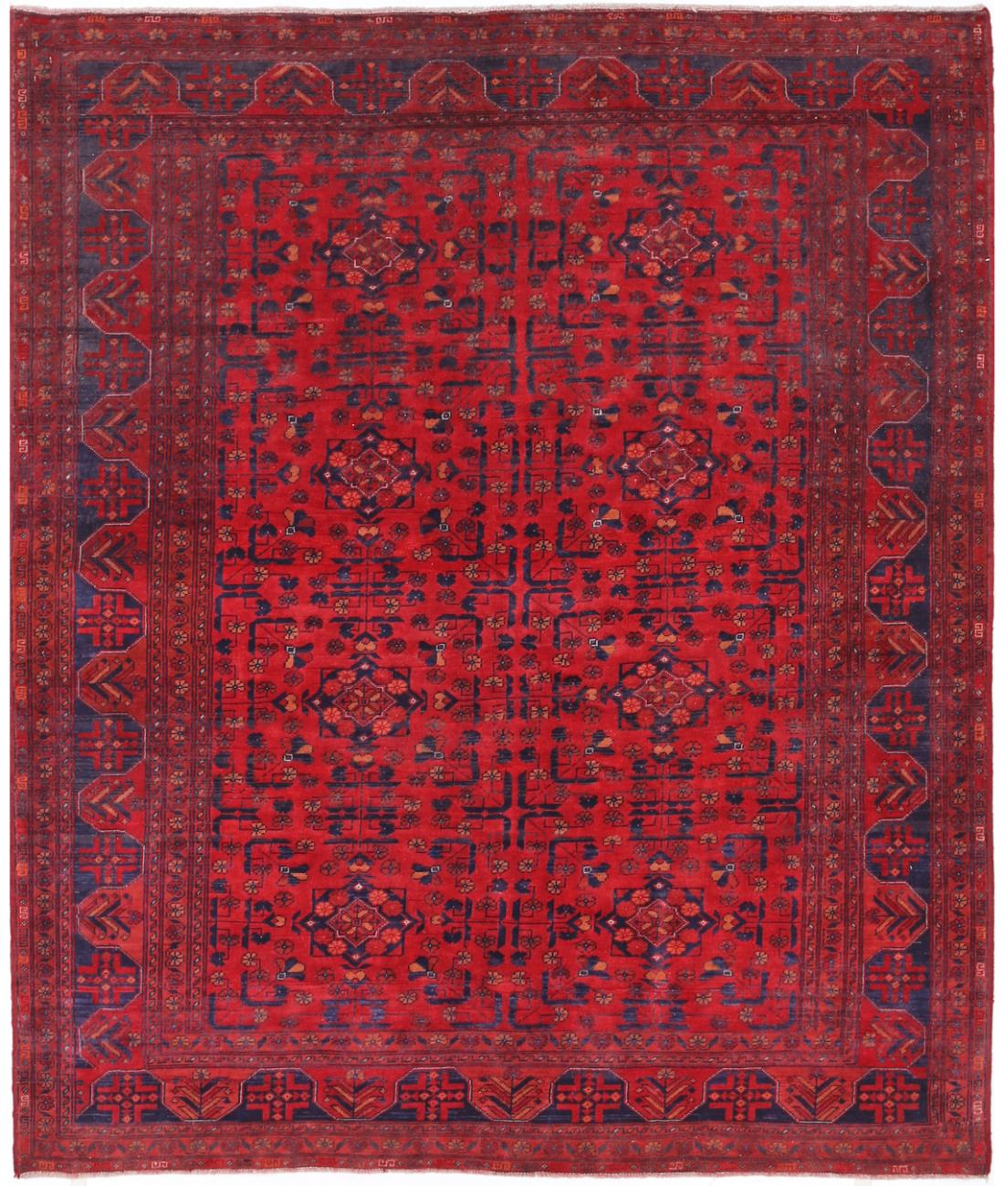 Hand Knotted Afghan Khamyab Wool Rug - 4'9'' x 5'11''