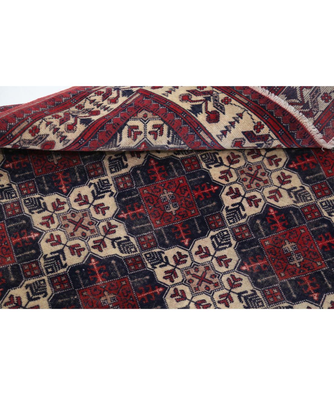 Hand Knotted Afghan Khamyab Wool Rug - 3'3'' x 4'10'' 3' 3" X 4' 10" (99 X 147) / Ivory / Blue