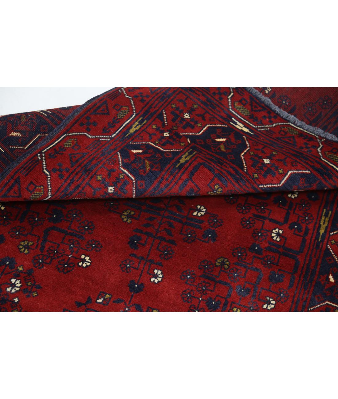 Hand Knotted Afghan Khamyab Wool Rug - 3'2'' x 4'9'' 3' 2" X 4' 9" (97 X 145) / Red / Blue